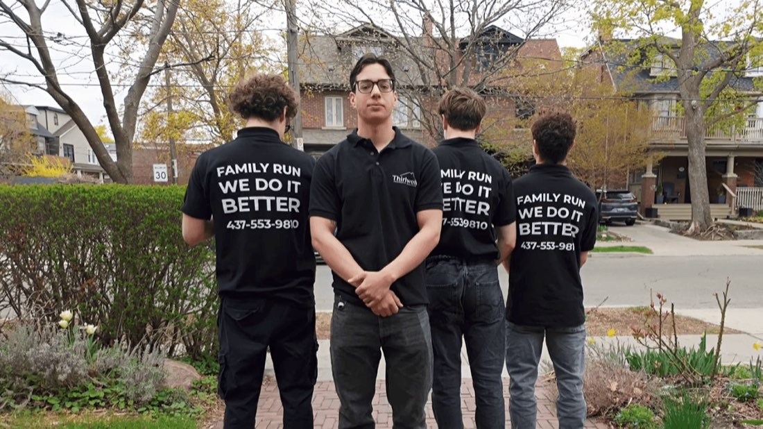 The Thirlwell crew outside a job in Toronto