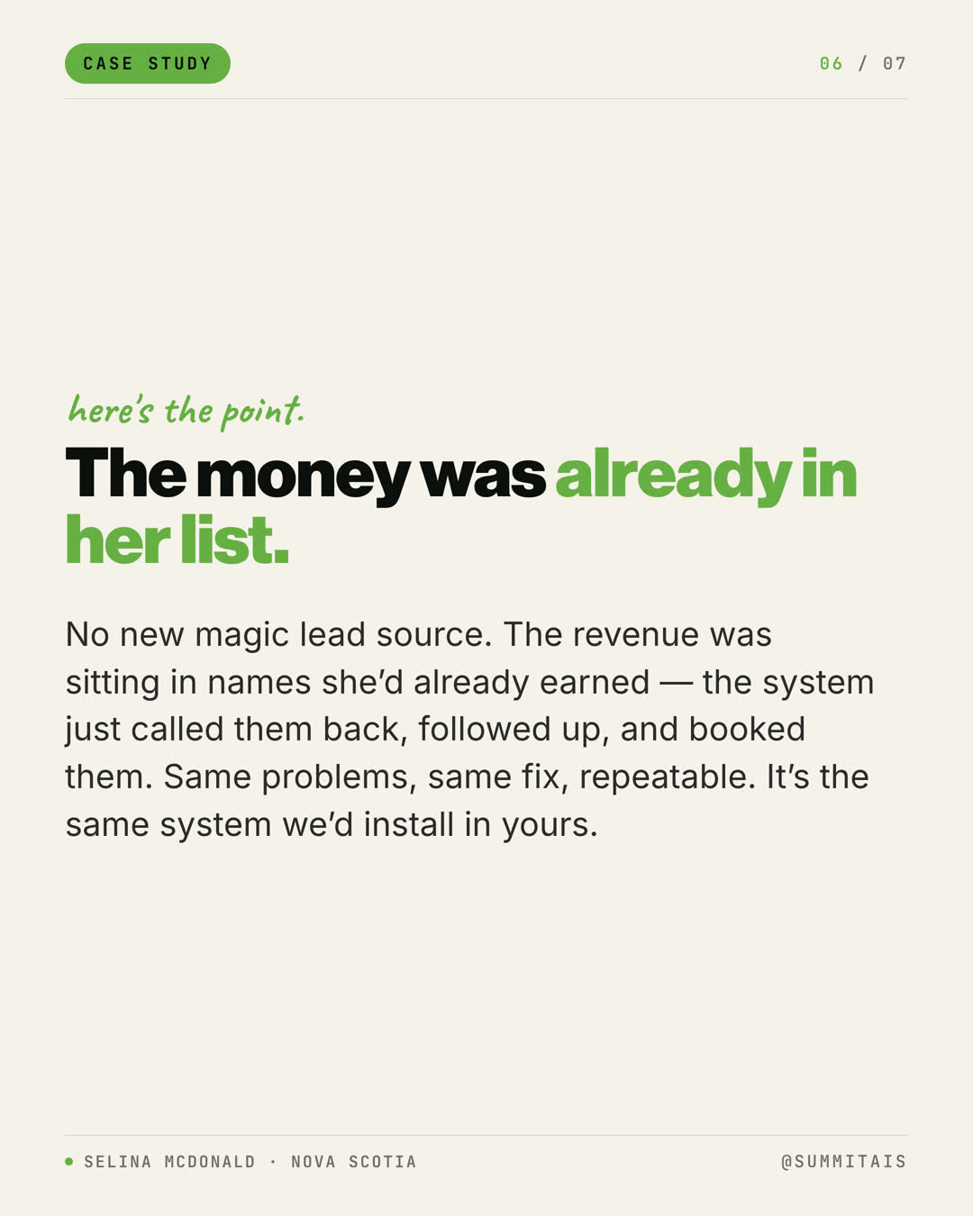 Selina case study slide 6 of 7